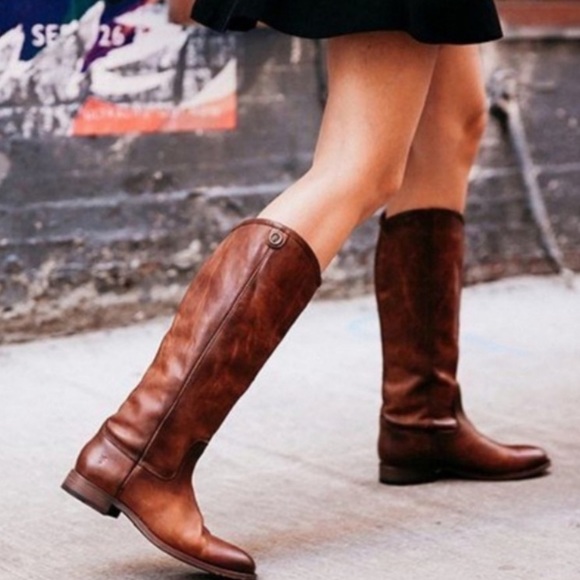 FRYE Melissa Button 2 Cognac Leather Tall Boots